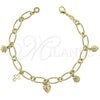 Pulsera de Dije 5.022.004 Oro Laminado, Pulido, Tono Dorado (8 Inches Length)