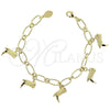 Pulsera de Dije 5.022.008 Oro Laminado, Diseño de Zapato, Pulido, Tono Dorado (7 Inches Length)