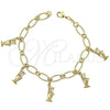 Pulsera de Dije 5.021.006 Oro Laminado, Pulido, Tono Dorado (08 MM Thickness, 8 Inches Length)