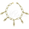 Pulsera de Dije 5.024.002 Oro Laminado, Diseño de Niñito Pequeño, Pulido, Tono Dorado (08 MM Thickness, 7 Inches Length)