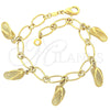 Pulsera de Dije 5.024.006 Oro Laminado, Diseño de Espiral, Diamantado, Tono Dorado (08 MM Thickness, 8 Inches Length)