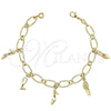 Pulsera de Dije 5.020.005 Oro Laminado, Diseño de Zapato, Pulido, Tono Dorado (08 MM Thickness, 8 Inches Length)