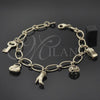Pulsera de Dije 5.022.002 Oro Laminado, Diseño de Zapato, Diamantado, Tono Dorado (08 MM Thickness, 7 Inches Length)