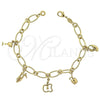 Pulsera de Dije 5.025.007 Oro Laminado, Diseño de Baso de Beber, Pulido, Tono Dorado (08 MM Thickness, 8 Inches Length)