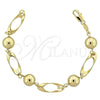 Pulsera Elegante 5.005.010 Oro Laminado, Diseño de Bola, Pulido, Tono Dorado (0.35 Gauge, 10 MM Thickness, 7 Inches Length)