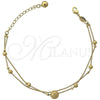 Pulsera Elegante 5.016.007.07 Oro Laminado, Diseño de Cascavel y Bola, Mate, Tono Dorado (09 MM Thickness, 9 Inches Length)
