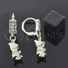 Arete Colgante 5.123.020 Oro Laminado, Diseño de Osito, con Blanca Zirconia Cubica, Diamantado, Tono Dorado
