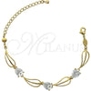 Pulsera Elegante 5.028.011 Oro Laminado, Diseño de Oja, con Blanca Zirconia Cubica, Pulido, Tono Dorado (07 MM Thickness, 7 Inches Length)