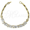 Pulsera Elegante 5.027.001 Oro Laminado, con Blanca Zirconia Cubica, Pulido, Tono Dorado (07 MM Thickness, 8 Inches Length)
