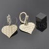 Arete Colgante 02.63.0997 Oro Laminado, Diseño de Corazón, con Blanca Zirconia Cubica, Diamantado, Tono Dorado