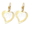 Arete Colgante 02.63.0996 Oro Laminado, Diseño de Corazón, Pulido, Tono Dorado