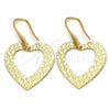 Arete Colgante 02.63.1023 Oro Laminado, Diseño de Corazón, Pulido, Tono Dorado