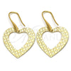 Arete Colgante 02.63.1023 Oro Laminado, Diseño de Corazón, Pulido, Tono Dorado