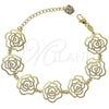 Pulsera de Dije 5.017.010 Oro Laminado, Diseño de Flor, con Blanca Cristal, Diamantado, Tono Dorado (11 MM Thickness, 7 Inches Length)