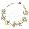 Pulsera Elegante 5.017.008 Oro Laminado, Diseño de Flor, con Negro Cristal, Diamantado, Tono Dorado (12 MM Thickness, 7 Inches Length)