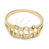 Anillo Multi Piedra 01.63.0141.06 Oro Laminado, con Blanca Zirconia Cubica, Pulido, Tono Dorado (Size 6)