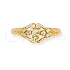Anillo Elegante 5.174.019.05 Oro Laminado, Diseño de Flor, Diamantado, Tono Dorado (Size 5)