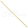 Pulsera Básica 5.222.035.08 Oro Laminado, Diseño de Rope, Pulido, Tono Dorado (Grosor 03 MM, 8 Pulgadas de Largo)