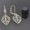 Arete Colgante 5.108.007 Oro Laminado, Diseño de Oja, Diamantado, Tono Dorado