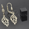 Arete Colgante 5.084.008 Oro Laminado, Diseño de Oja, Diamantado, Tono Dorado