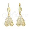 Arete Colgante 5.076.007 Oro Laminado, Diseño de Oja, Diamantado, Tono Dorado