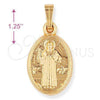 Dije Religioso 5.199.038 Oro Laminado, Diseño de San Benito, Pulido, Tono Dorado