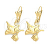 Arete Colgante 02.32.0299 Oro Laminado, Diseño de Pajaro, Pulido, Tono Dorado