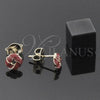Arete Dormilona 5.126.003 *PROMO* Oro Laminado, Diseño de Nudo, Esmaltado Rojo, Tono Dorado