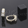 Argolla Huggie 5.130.020 Oro Laminado, con Blanca Zirconia Cubica, Pulido, Tono Dorado