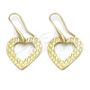 Arete Colgante 02.63.1178 Oro Laminado, Diseño de Corazón, Pulido, Tono Dorado