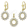 Juego de Arete y Dije de Adulto 10.63.0319 Oro Laminado, con Blanca Zirconia Cubica, Pulido, Tono Dorado