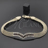 Pulsera Elegante 012.003.07 Oro Laminado, con Negro and Blanca Zirconia Cubica, Pulido, Tono Dorado (08 MM Thickness, 7 Inches Length)