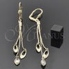 Arete Largo 5.089.003 Oro Laminado, Diseño de Gota, con Blanca Zirconia Cubica, Pulido, Tono Dorado