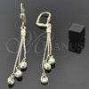Arete Largo 5.109.007 Oro Laminado, con Blanca Zirconia Cubica, Pulido, Tono Dorado