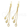 Arete Largo 5.109.007 Oro Laminado, con Blanca Zirconia Cubica, Pulido, Tono Dorado