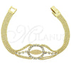 Pulsera Elegante 5.024.001 Oro Laminado, Diseño de Oja, con Blanca Zirconia Cubica, Pulido, Tono Dorado (20 MM Thickness, 7 Inches Length)