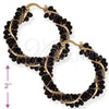 Argolla Mediana 5.141.011.45 Oro Laminado, Diseño de Torcido, con Negro Cristal, Pulido, Tono Dorado