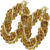 Argolla Pequeña 5.141.005.30 Oro Laminado, Diseño de Torcido, con Cafe Cristal, Pulido, Tono Dorado