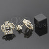 Arete Dormilona 5.127.003 *PROMO* Oro Laminado, Diseño de Corona, con Blanca Cristal, Pulido, Tono Dorado