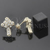 Arete Dormilona 5.127.011 *PROMO* Oro Laminado, Diseño de Cruz, con Blanca Cristal, Pulido, Tono Dorado