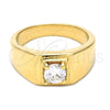 Anillo de Hombre 5.175.024.06 Oro Laminado, Diseño de Solitario, con Blanca Zirconia Cubica, Pulido, Tono Dorado (Size 6)