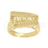 Anillo Elegante 5.175.011.07 Oro Laminado, Diseño de Llave Griega, Pulido, Tono Dorado (Size 7)