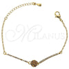 Pulsera Elegante 03.171.0006 Oro Laminado, Diseño de Flor, con Blanca Zirconia Cubica, Pulido, Tono Dorado (03 MM Thickness, 7 Inches Length)