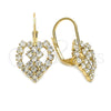 Arete Gancho Frances 5.125.002 Oro Laminado, Diseño de Corazón y Amor, con Blanca Zirconia Cubica, Pulido, Tono Dorado