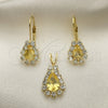 Juego de Arete y Dije de Adulto 5.056.014 Oro Laminado, con Blanca Zirconia Cubica, Pulido, Tono Dorado