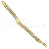 Pulsera con Placa 5.227.003 Oro Laminado, Diseño de Cubana, Pulido, Tono Dorado (140 Gauge, 8 Inches Length)
