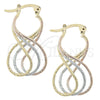 Argolla Mediana 5.158.021 Oro Laminado, Diseño de Torcido, Diamantado, Tres Tonos