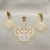 Juego de Arete y Dije de Adulto 5.048.004 Oro Laminado, Pulido, Tres Tonos