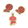 Juego de Arete y Dije de Nino 10.38.0060 Oro Laminado, Diseño de Sandia, Esmaltado, Tono Dorado