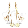Arete Largo 5.098.001 Oro Laminado, Diamantado, Tres Tonos